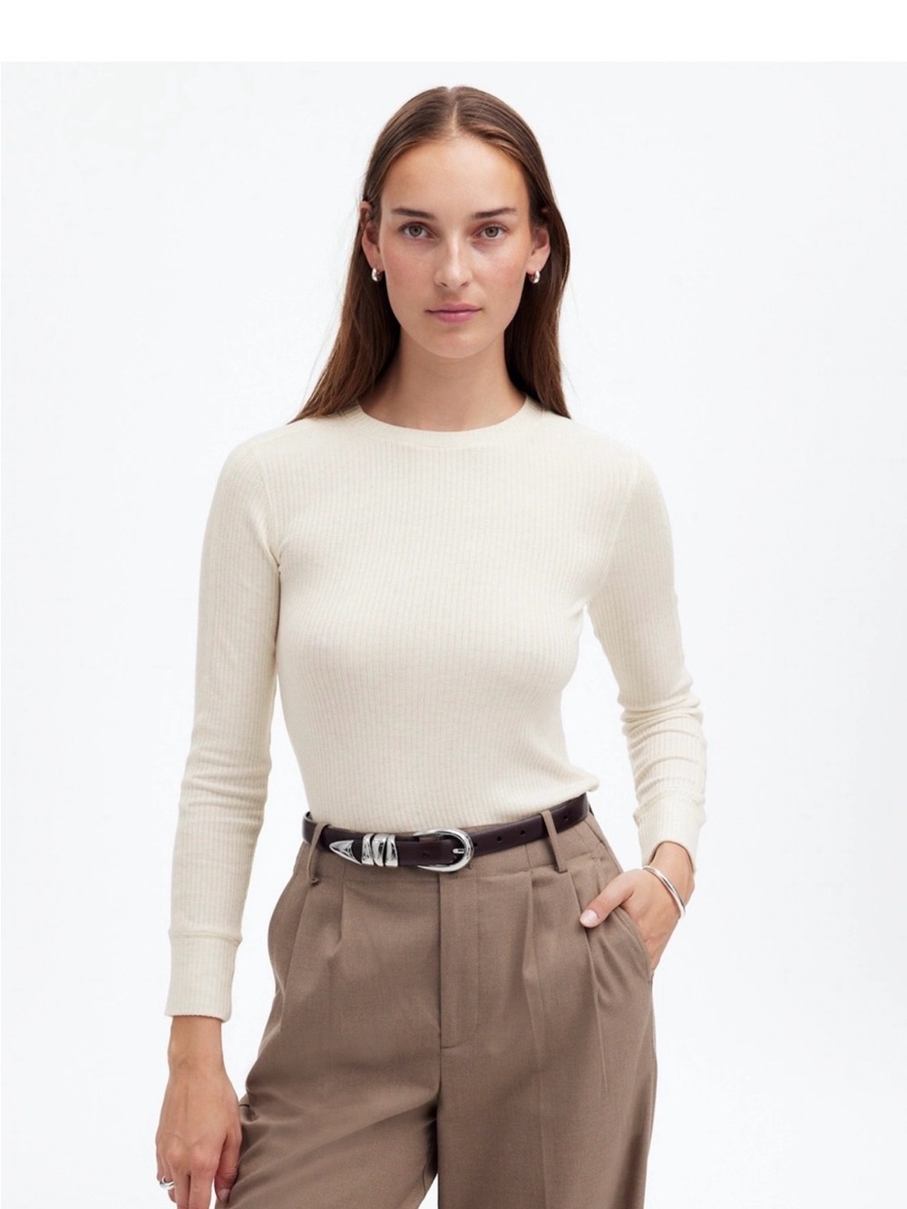 Madewell ribbed long-sleeve tee size M